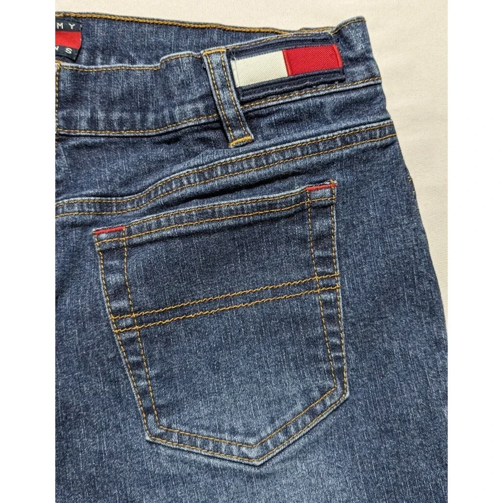 VTG TOMMY JEANS BACKWARDS Women Juniors 11‎ Stretch Denim Blue Jeans RARE